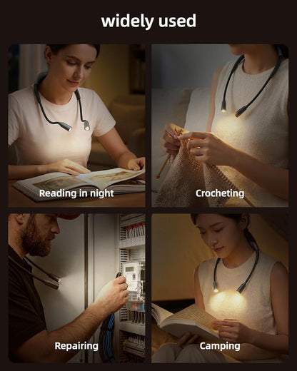 Rechargeable Book Light,3 Colors and Brightness Adjustable Reading Light,Bendable Neck Light,100hrs Long-Lasting,Perfect Reading Lamp Gift for Books in Bed, Knitting,Repairing,Working