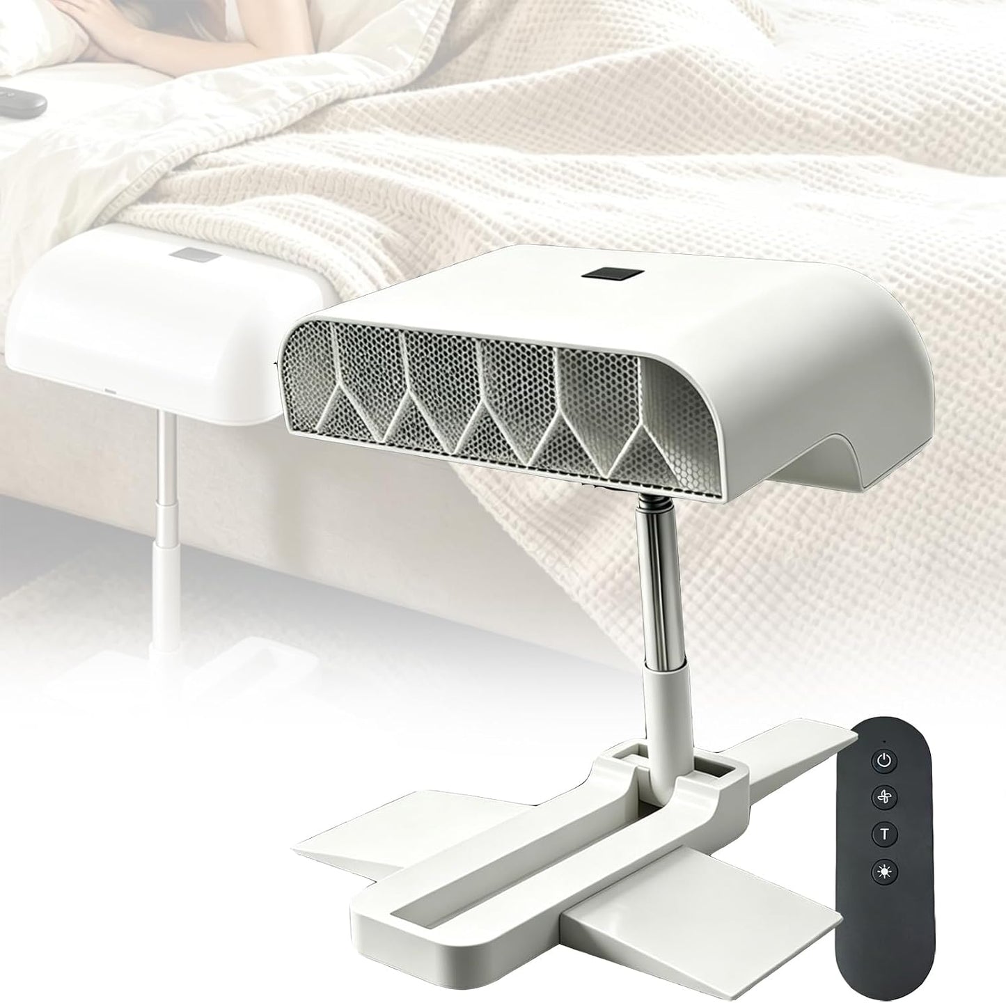 Bed Cooling Fan, Under Sheet Bed Cooling System With Adjustable Fan Speed, With 5 Speeds & Remote Control, Adjustable Height, 10000mah Rechargeable, For Hot Sleepers, Fits All Mattress Heights