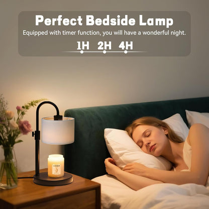 FINCMY Candle Warmer Lamp with Timer, Adjustable Height Candle Wax Warmer Candle Lamp Warmer for Jar Candles, Home Decor House Warming Gifts Compatible with Various Candles (Linen)