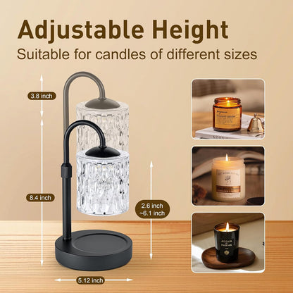 Briever Dimmable Candle Warmer Lamp with Timer, Height Adjustable Electric Candle Wax Warmer, Christmas Birthday Gifts for Women Mom, House Warming Gifts New Home Room Decor, Black Solid Wood Base