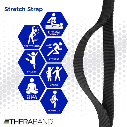 THERABAND Stretch Strap with Loops to Increase Flexibility, Dynamic Stretching Tool for Athletes Including Dancers, Cheerleaders, Gymnasts, Runners, Pilates and Yoga Elastic Stretch Out Band