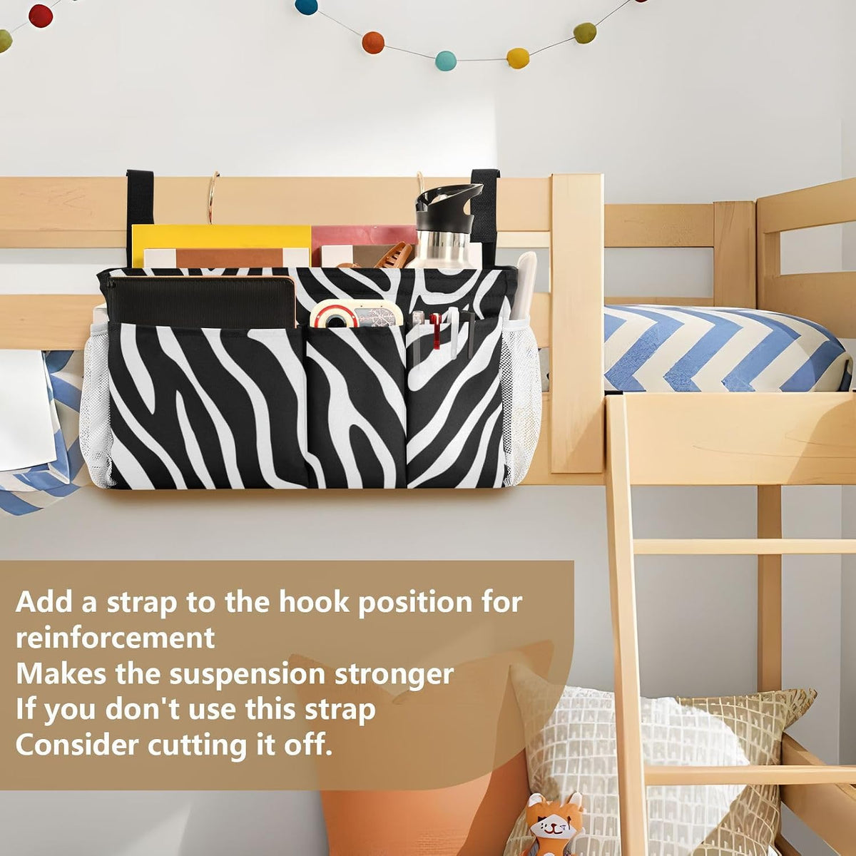 Bedside Caddy Hanging Bunk Bed Caddy Bed Organizer Hanging Pocket with 2 Hooks Bedside Storage Organizer Pocket Bag Holder Checkered Light Green - Colors B