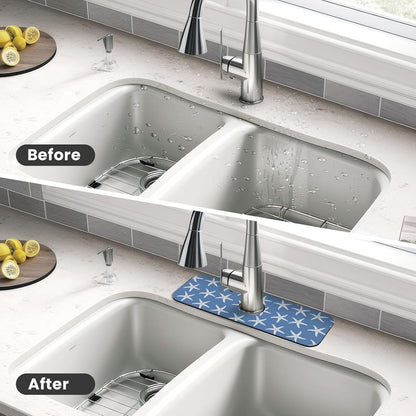 Wildflowers Floral Flower Kitchen Sink Splash Guard Faucet Mat Super Absorbent Fast Drying Mat Sink Gadgets-Fast Drying Pad Sink Mat For Kitchen Bathroom (15" X 5.5" )