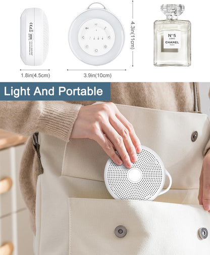 White Noise Machine, Portable Sound Machine for Sleep, 24 Soothing Sound, Volume Control, 3 Timing, Adjustable Night Light, Sound Therapy for Home, Travel, Registry Present