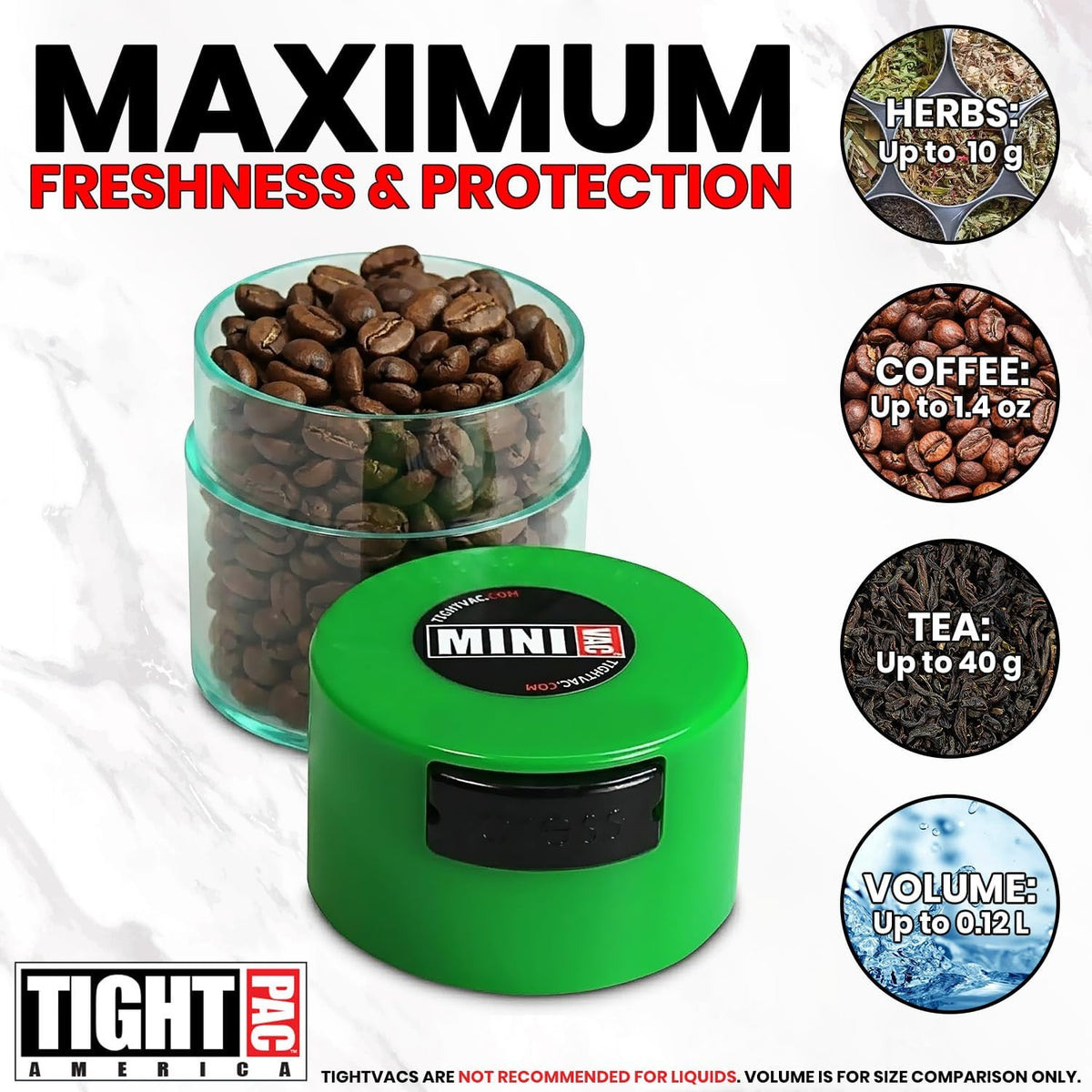 Minivac - 10g to 30 grams Airtight Multi-Use Vacuum Seal Portable Storage Container for Dry Goods, Food, and Herbs - Green Clear