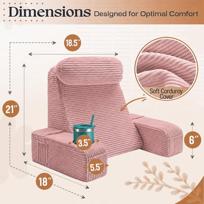 Reading Pillow/Backrest Pillow with Arms, Cup Holder & Phone Pocket