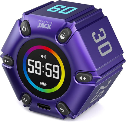 Jack Pomodoro Timer - Productivity Cube, Visual Focus Timer, Mute & Vibration & Adjustable Sound Alert, for Office, ADHD, Study, Work, 3/5/10/25/30/60min & Custom Countdown - Black