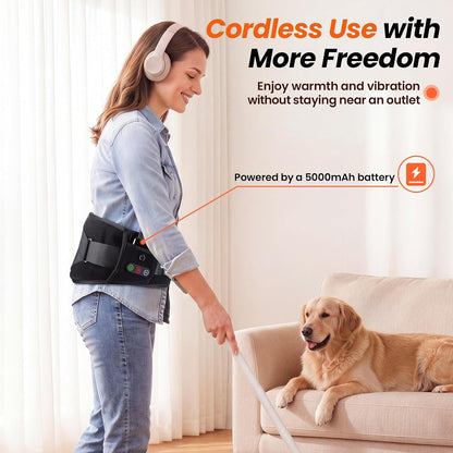 Comfytemp Cordless Heating Pad for Back with Massager 3D Back Pad Portable | FSA Eligible HSA, Lower Back Massager Wearable FIR, Rechargeable Wireless Heated Waist Belt, 3 Heat&Vibration&Intensity, 58"