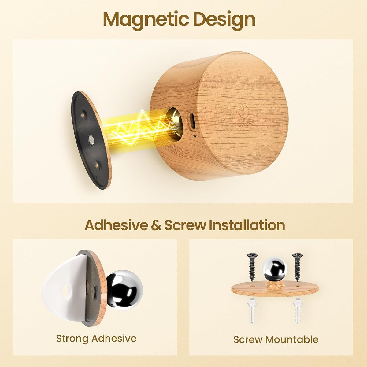 Wall Mounted Lamp, Battery Operated Wall Lights, Wood
