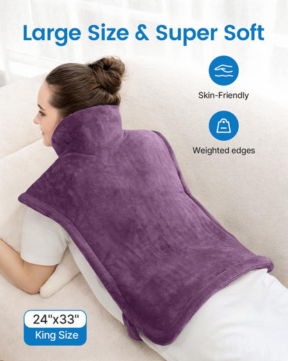 RENPHO Electric Heating Pad - 6 Heat Levels for Neck Shoulder and Back, Birthday Gifts for Women Men Mom Dad, Weighted Pad for Snug Fit, ETL Safety Certified, FSA Eligible, 24"x33" Gray