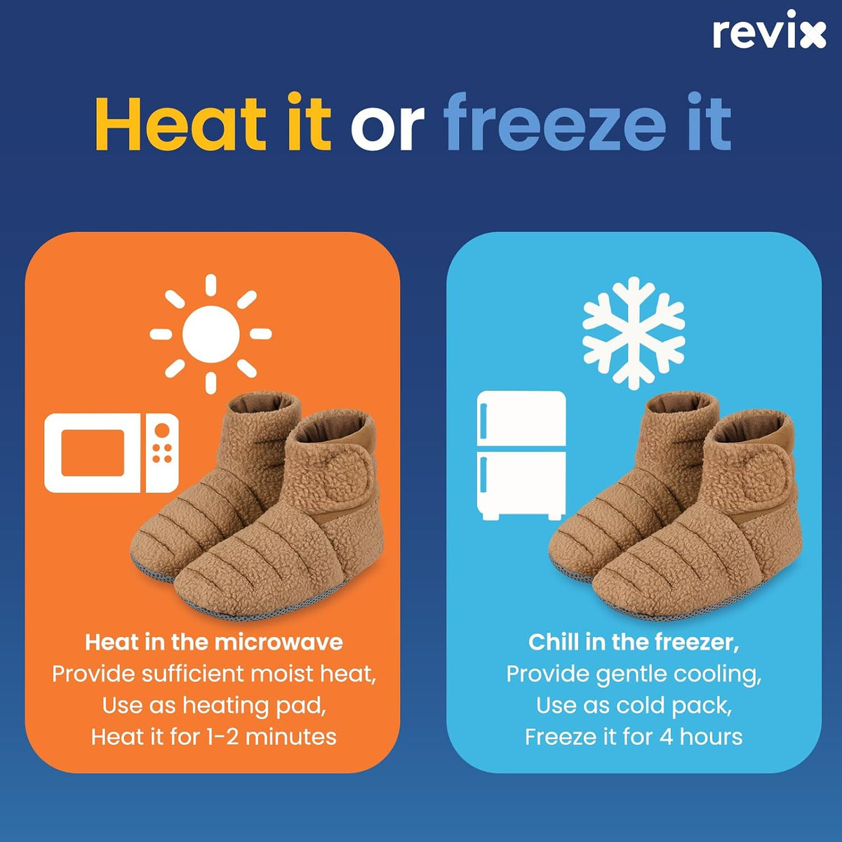 REVIX Microwavable Booties for Cold Feet, Heated Slippers, Navy S