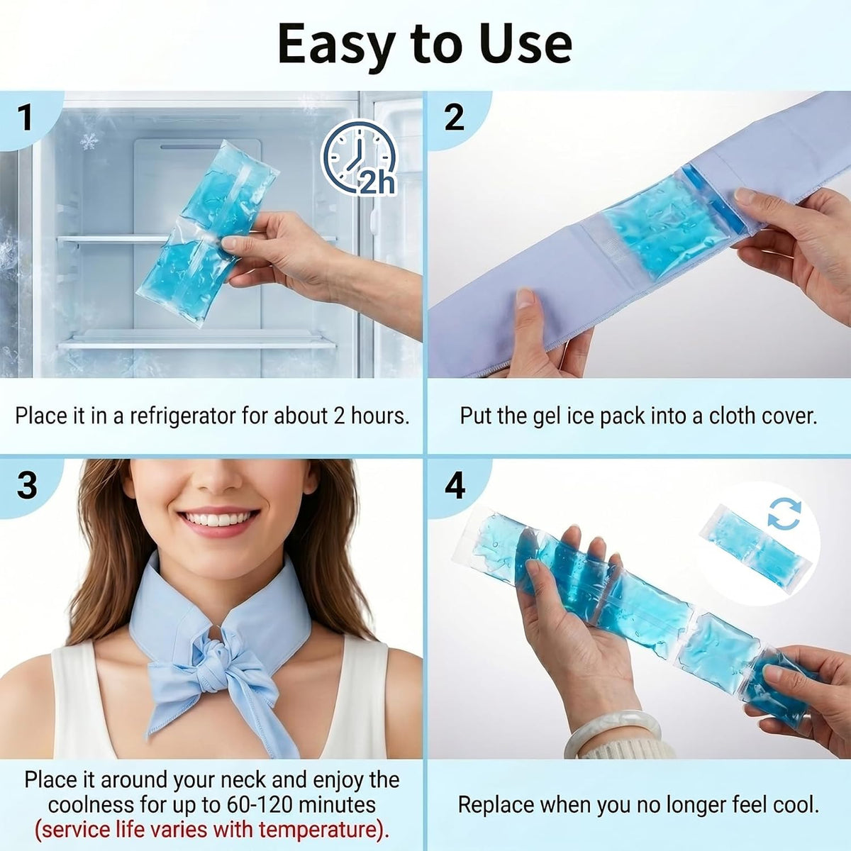 Neck Cooling Wrap for Hot Weather – Reusable Ice Pack for Neck, Cold Gel Wrap for Summer Heat Relief, Outdoor Sports, Travel, Gym – Soft Breathable Fabric, Hands-Free Flexible Design