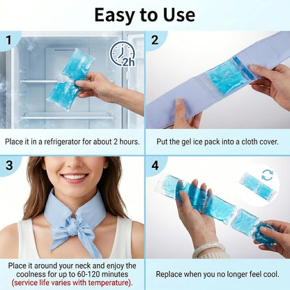 Neck Cooling Wrap for Hot Weather – Reusable Ice Pack for Neck, Cold Gel Wrap for Summer Heat Relief, Outdoor Sports, Travel, Gym – Soft Breathable Fabric, Hands-Free Flexible Design