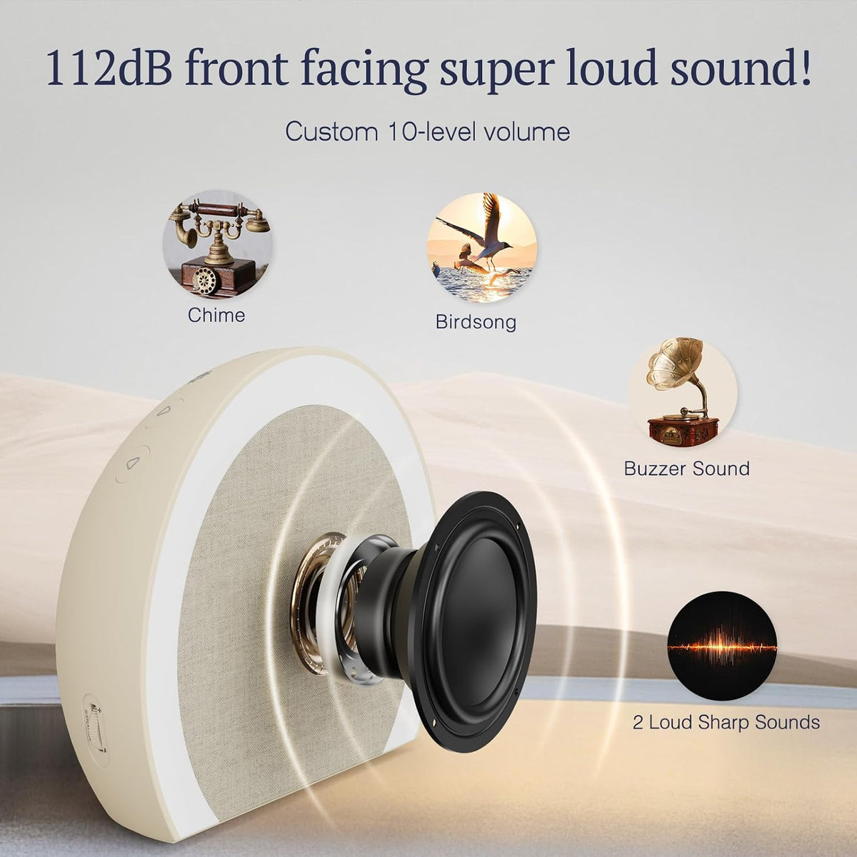 ANJANK Extra Loud Alarm Clock with Wireless Bed Shaker, Vibrating Dual Alarm with Light Wake Up for Heavy Sleepers & Hearing Impaired, 9-Color Night Light, 8 Sounds, 0-100% Dimmer, USB Charger
