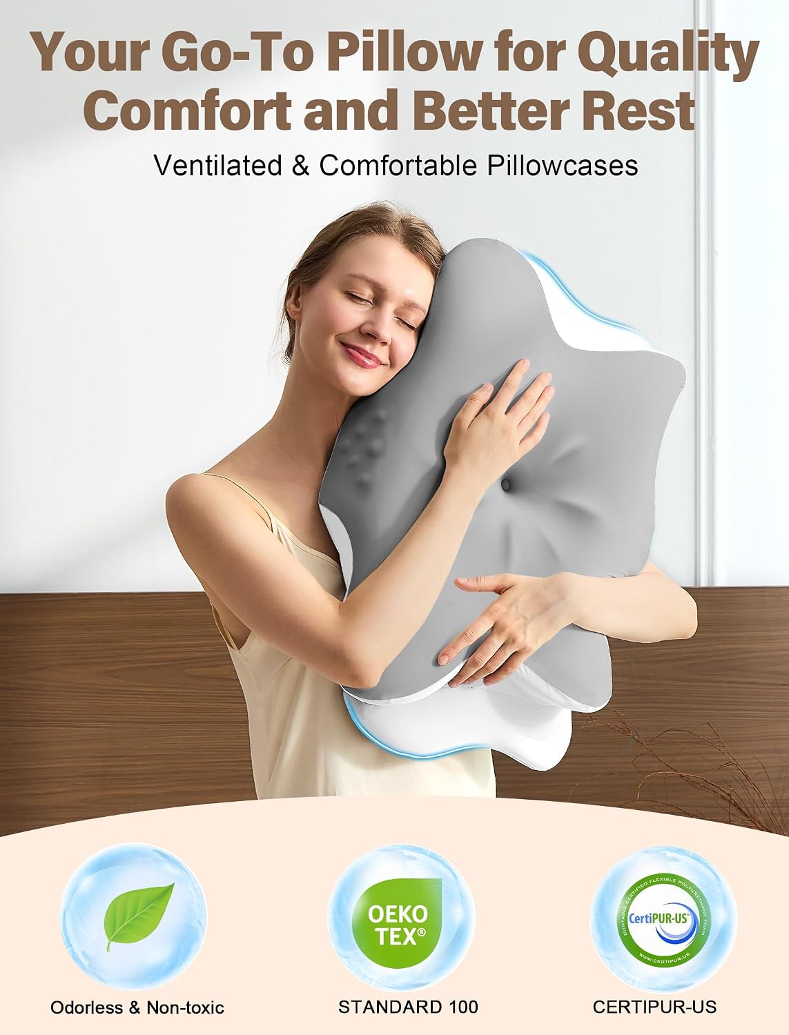 Cervical Neck Pillows with Memory Foam - Neck Pillows for Pain Relief Contour Memory Foam Pillows Ergonomic Neck Support - Adjustable Orthopedic Bed Pillows with Breathable Pillowcase for Sleeping