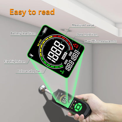 RDINSCOS Pinless Moisture Meter for Wood & Wall | Digital Moisture Detector, Flooding Detection, High Humidity Detection, For Walls, Floor, Masonry