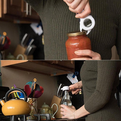 5 in 1 Lids off Jar Opener, Bottle Opener, Ideal For Women, Kids, Seniors - for Multipurpose Kitchen Tool, Easy open. White