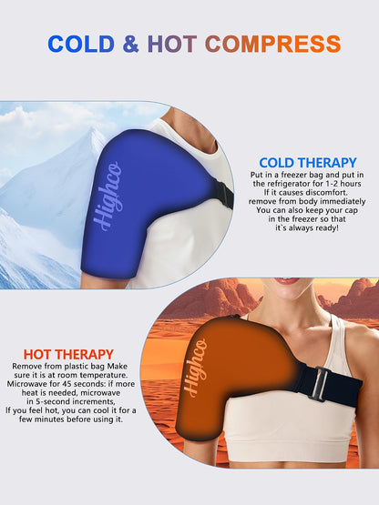 Shoulder Ice Pack Wrap for Rotator Cuff and Arm,Reusable Compression Cold Brace for Pain Relief & Muscle Relaxation,Tendonitis,Swelling,Discomfort After Surgery,Hot &Cold Therapy Ice Pack for Shoulder (Large-Black)