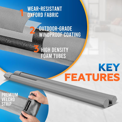 Comfyanno Under Door Draft Stopper - Bottom Door Gap Filler & Seal - Fits 30” to 36” Door, Double Side Block Noise, Sound, Air, Bugs, Dust, Easy to Install, No Adhesive, Black