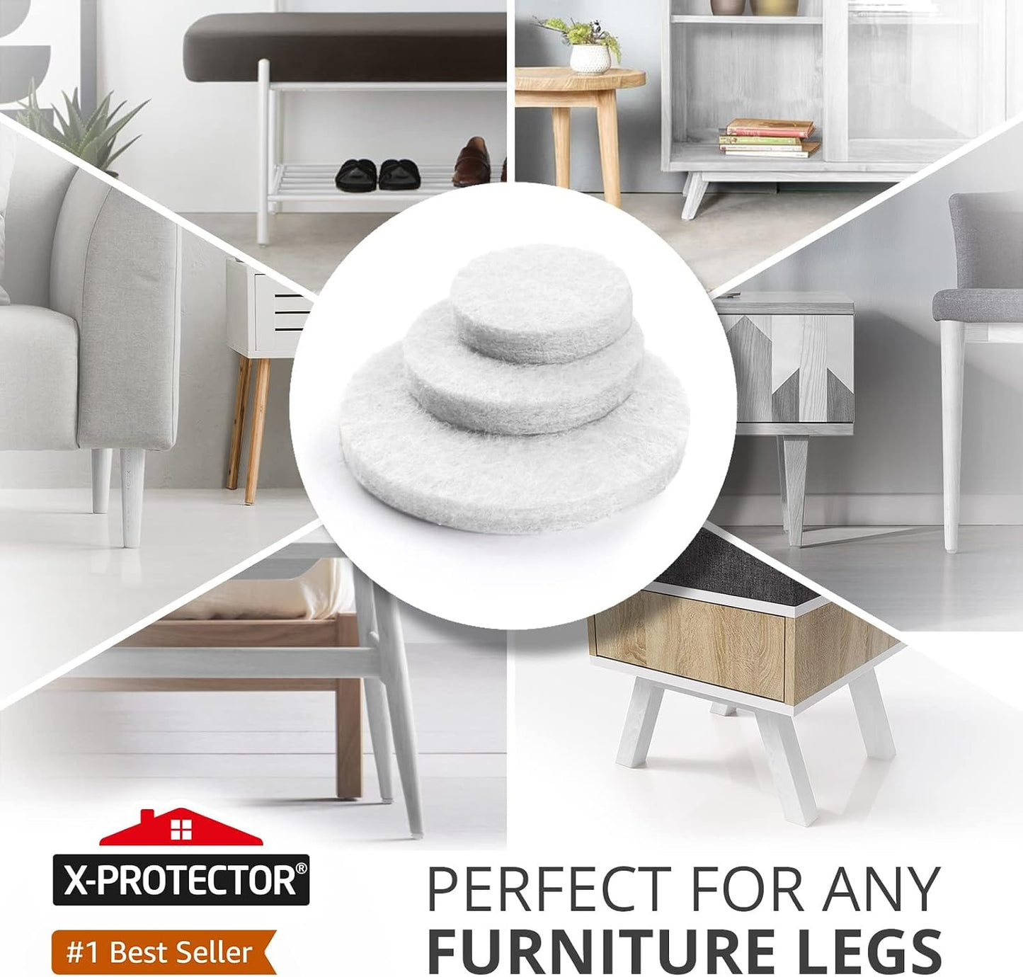 Felt Furniture Pads X-PROTECTOR 235 PCS Premium Furniture Pads - Felt Pads Furniture Feet Best Wood Floor Protectors - Protect Your Hardwood & Laminate Flooring! | Furniture Feet Best Wood Floor Protectors - Protect Your Hardwood & Laminate Flooring!