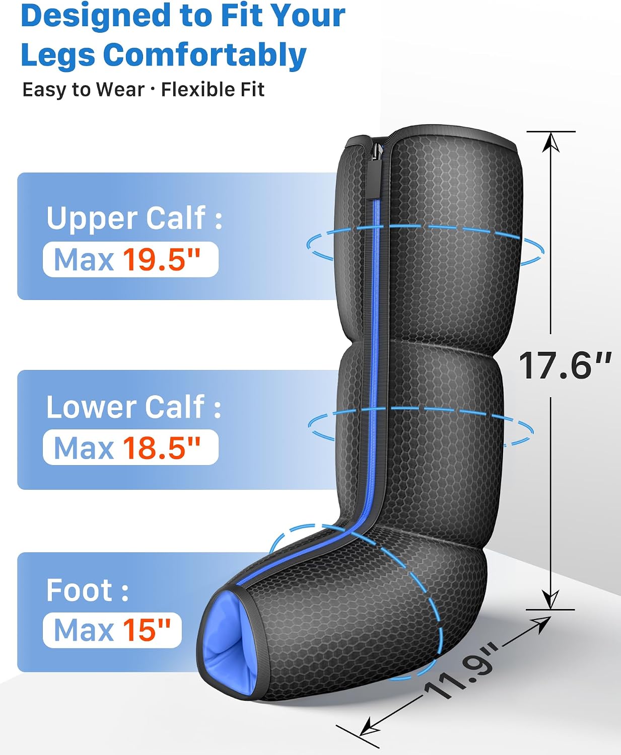Air Compression Leg Massager with Heat for Foot & Calf Fast Recovery | Sequential Legs Recovery System for Circulation, 9 Intensity, 6 Modes, 3 Heat, for Lower Calf Soothe Aches & Daily Relaxation