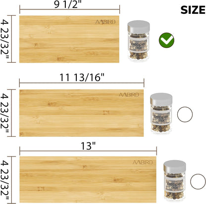 AMBIRD Bamboo Spice Drawer Organizer with Non-slip Mat,4 Tier - 2 Set Jar Spice Rack Tray From 9.5''to 19'', Seasoning Organizer for Kitchen,Cabinet,Drawers,Countertop