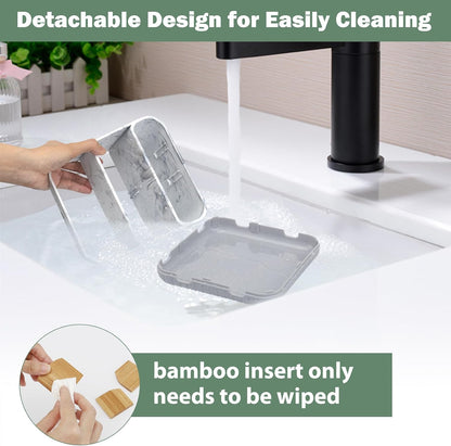 Toothbrush Holders for Bathrooms,6 Slots, Detachable for Easy Clean, White | Electric Toothbrush, with bamboo divider, drainage hole, BPA-free,bathroom,office,kictchen,vanity countertop organizer