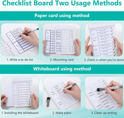 Dry Erase Chore Chart for Kids to Do List Magnetic Checklist Board Reusable RV Daily Routine Schedule Planning Boards with Blank Checklist Cardstock for Habit Tracker or Daily and Weekly Planner