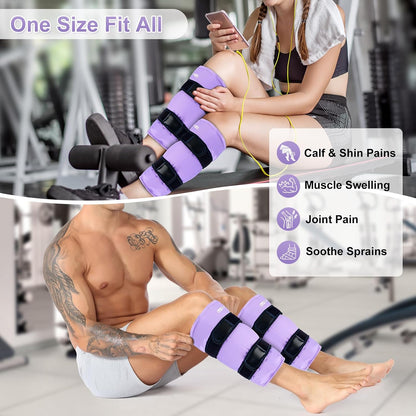 SuzziPad 360° Cold Pack for Calf, Shin, Arm & Elbow – Ice Wrap with Dual-Cover Design, Adjustable Velcro Straps, Leakproof & Reusable Cold Compress for Post-Workout Recovery (2 Packs), Black | Dual-Cover, Adjustable Straps, Leakproof Cold Compress for