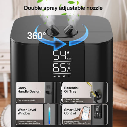 Smart Humidifiers Large Room Bedroom Home,2.11Gal(8L) Quiet Top Fill Cool Mist Humidifier,Smart App & Remote Control, 3 Speed Humidifier with 360°Nozzle,Humidity Setting for Baby Office Plant(White)