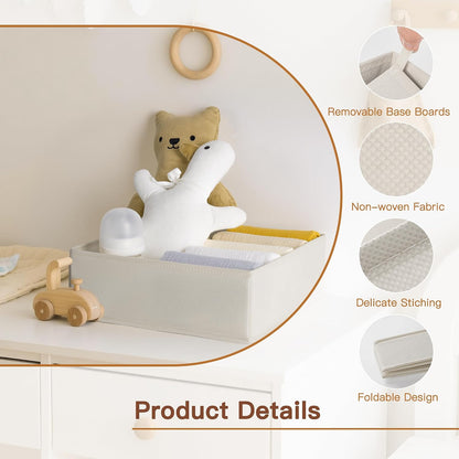 Drawer Organizer Clothes, 10 Pack Dresser Organizer for Baby Clothes, Underwear, Sock- Foldable Closet Organization and Storage Dividers Bins for Nursery, Bedroom (Beige)