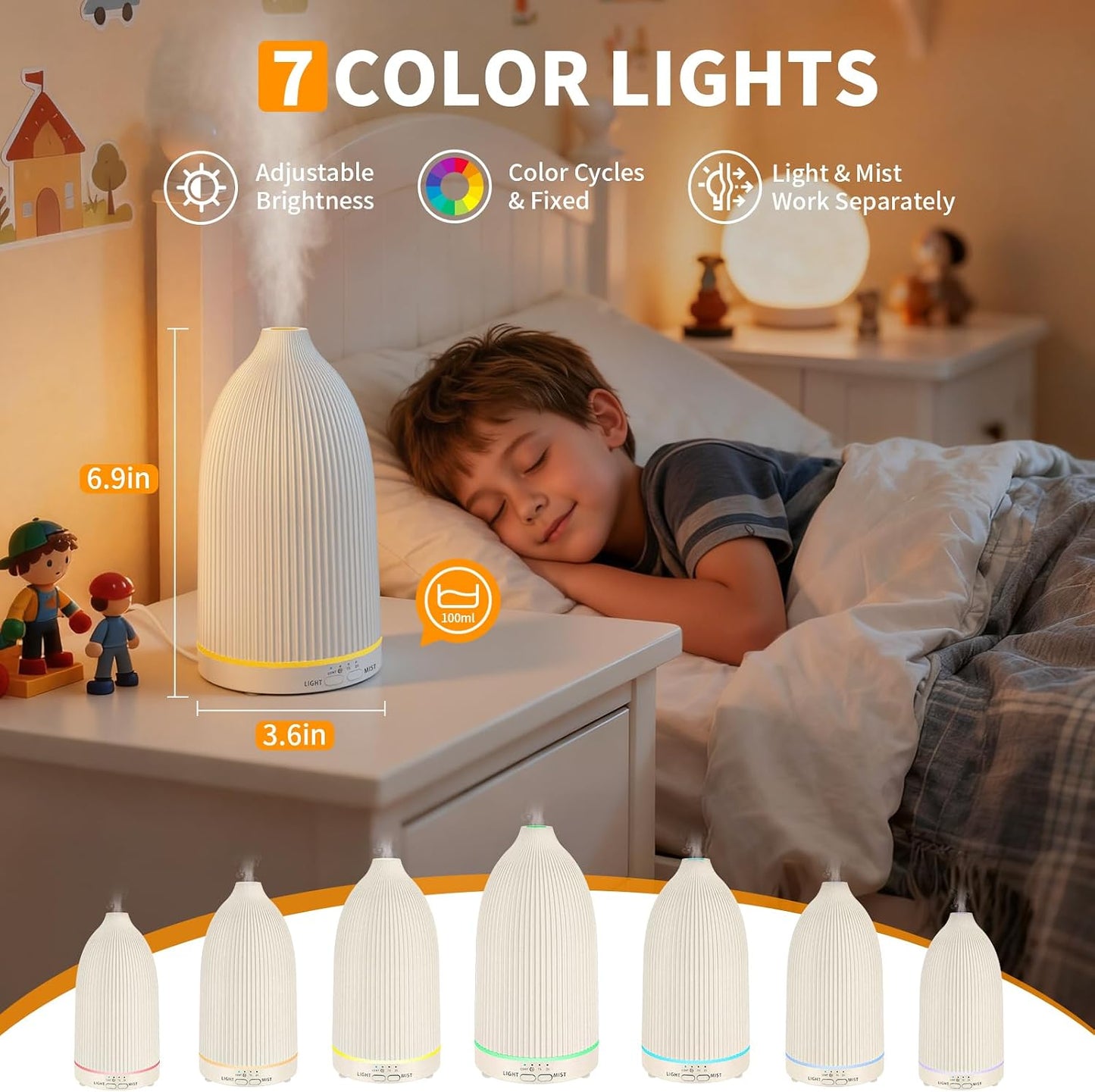 URPOWER 300mL Essential Oil Diffusers for Home Aromatherapy Diffuser | Up to 10 Hrs High/Low Mist Settings Quiet Diffuser Oil Machine Humidifiers Ideal for Bedrooms Living Rooms & Home Offices