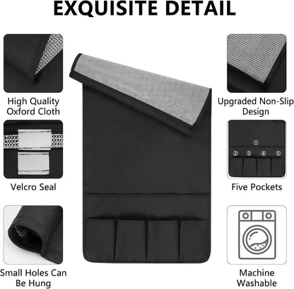 Remote Control Holder for Armchair Caddy，TV Remote Holder Over Chair Arm | Oxford Non-slip Couch Organizer, Arm Chair Caddy for Recliner With 5 Pockets for Key Glasses Phone Magazine