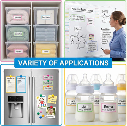 200 Pcs 2.4 X 1.2 Dry Erase Labels Stickers, Waterproof and Removable | Dry Erase Stickers, Reusable Labels for Storage Bins, Freezer, Kitchen, Classroom, Whiteboard, All Purpose Use