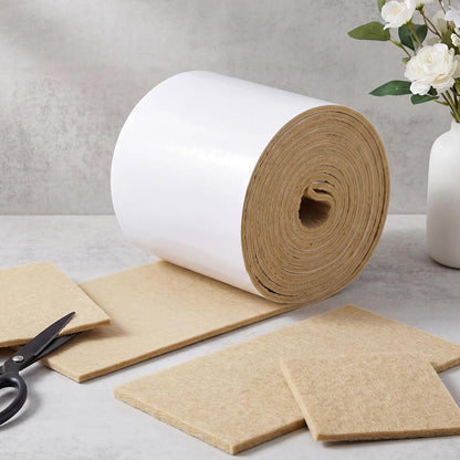 Jecery Adhesive Felt Roll, 1/4" X 6" X 1.25 Yard, Beige | Self-adhesive Padding for Foot Support, Pressure Relief, Furniture Protection, Splint Lining Cushion