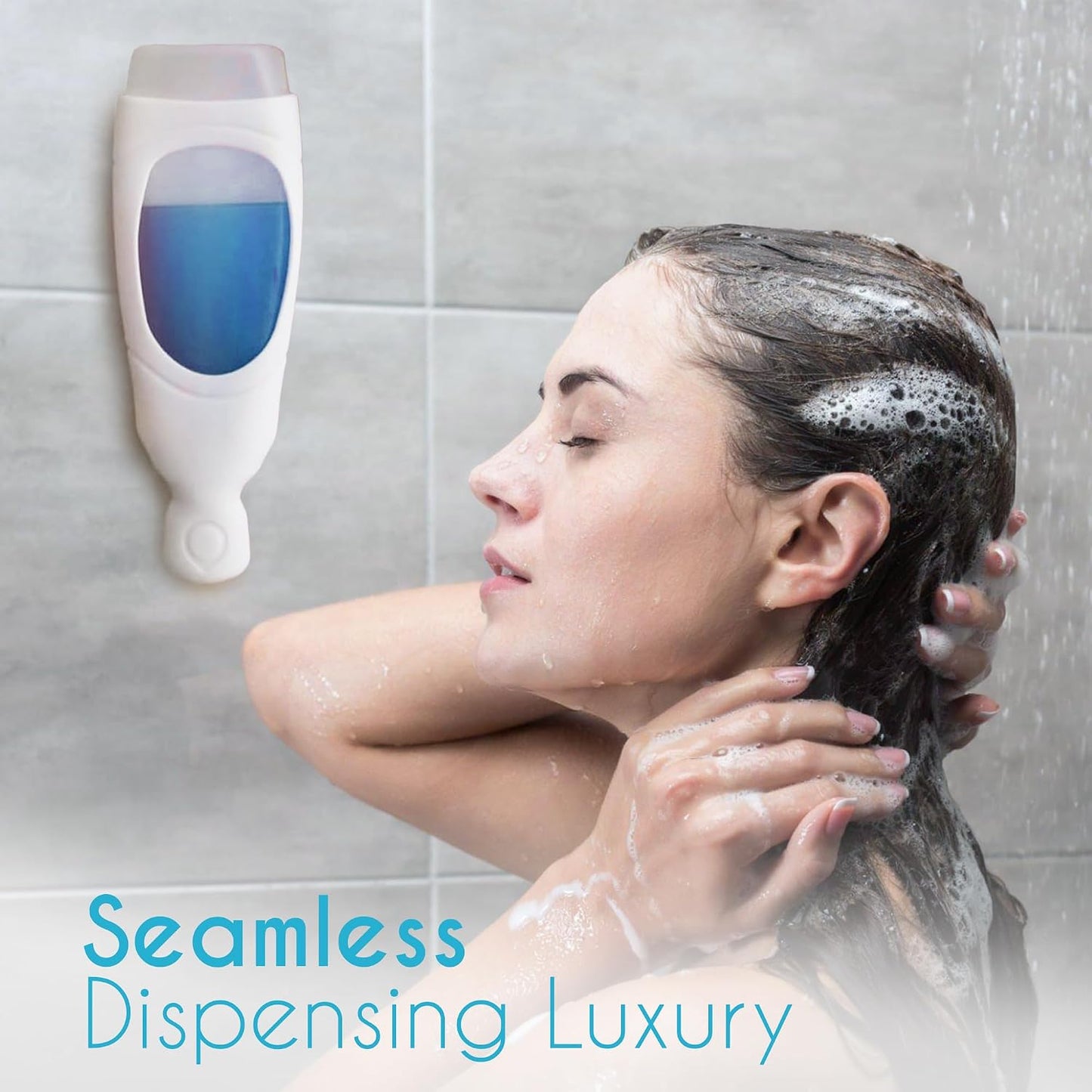 Squeezi 2 Unit Pack (Bright White) Wall Mounted Shower Dispenser and Organizer for Shampoo and Soap Bottles, Silicone Chamber