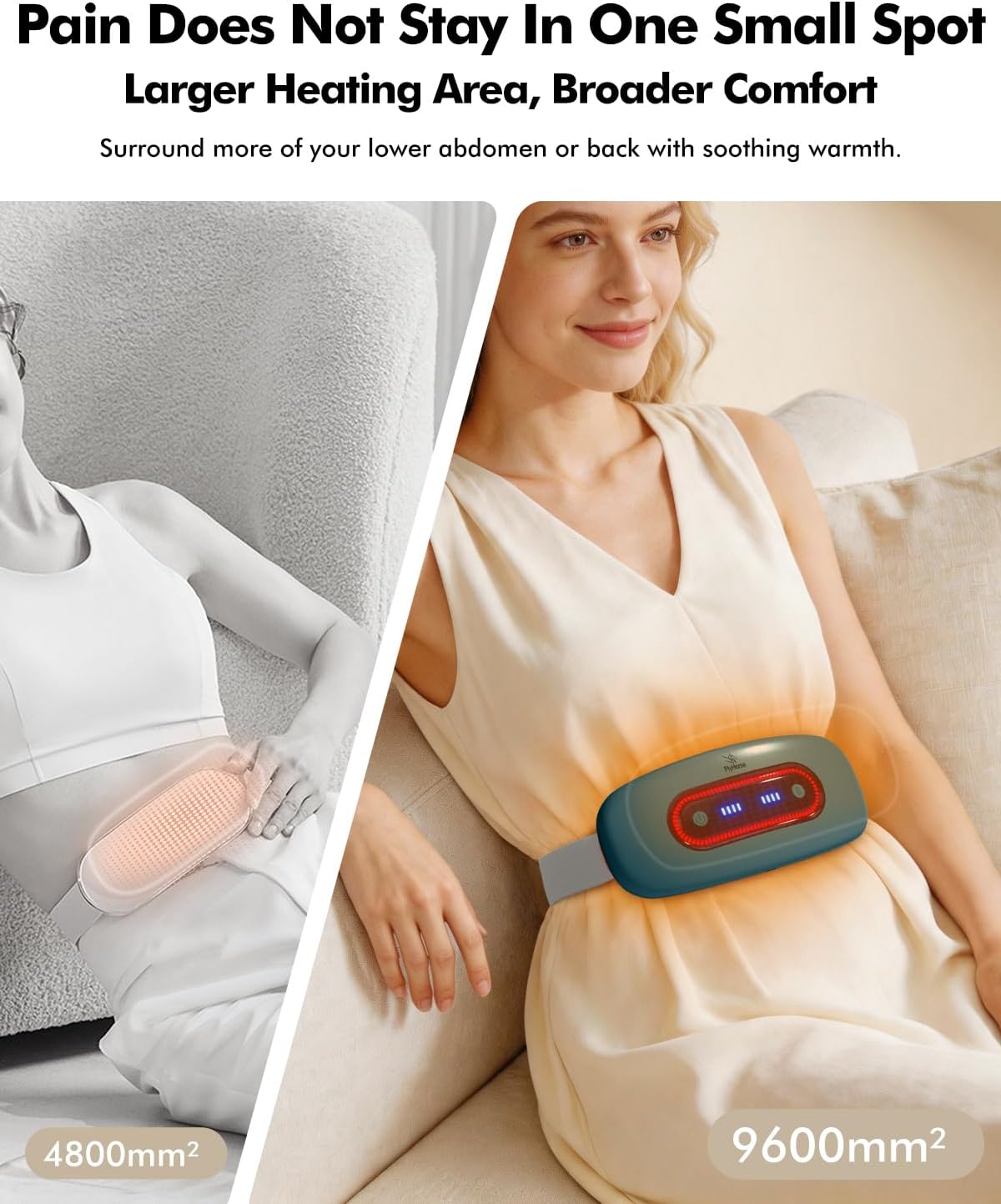 Portable Cordless Menstrual Heating Pad with 4 Heat Levels and 4 Massage Modes,Electric, Fast Large Heating Belly Wrap Belt (Black)