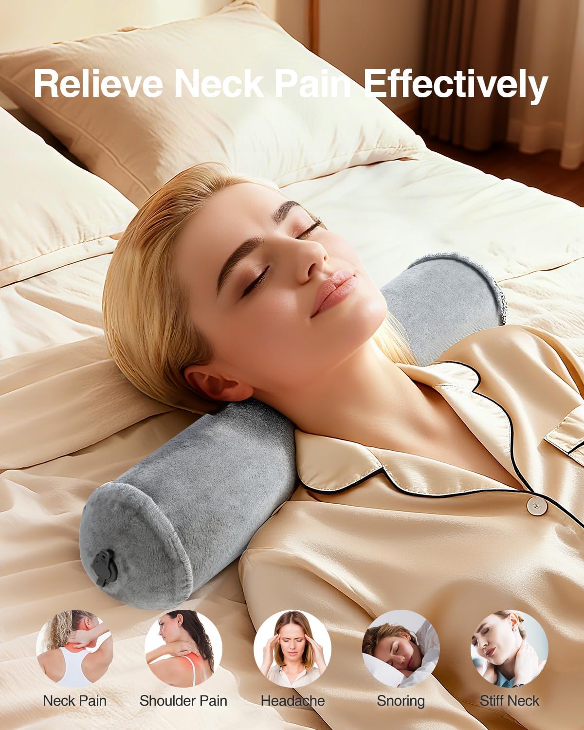 Luxtude Inflatable Neck Roll Pillow for Sleeping, Travel Neck Pillow