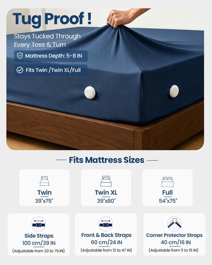 Bed Sheet Holders, Fitted Sheet Holder, 10 Twist-Locks, 360°Secure Fit