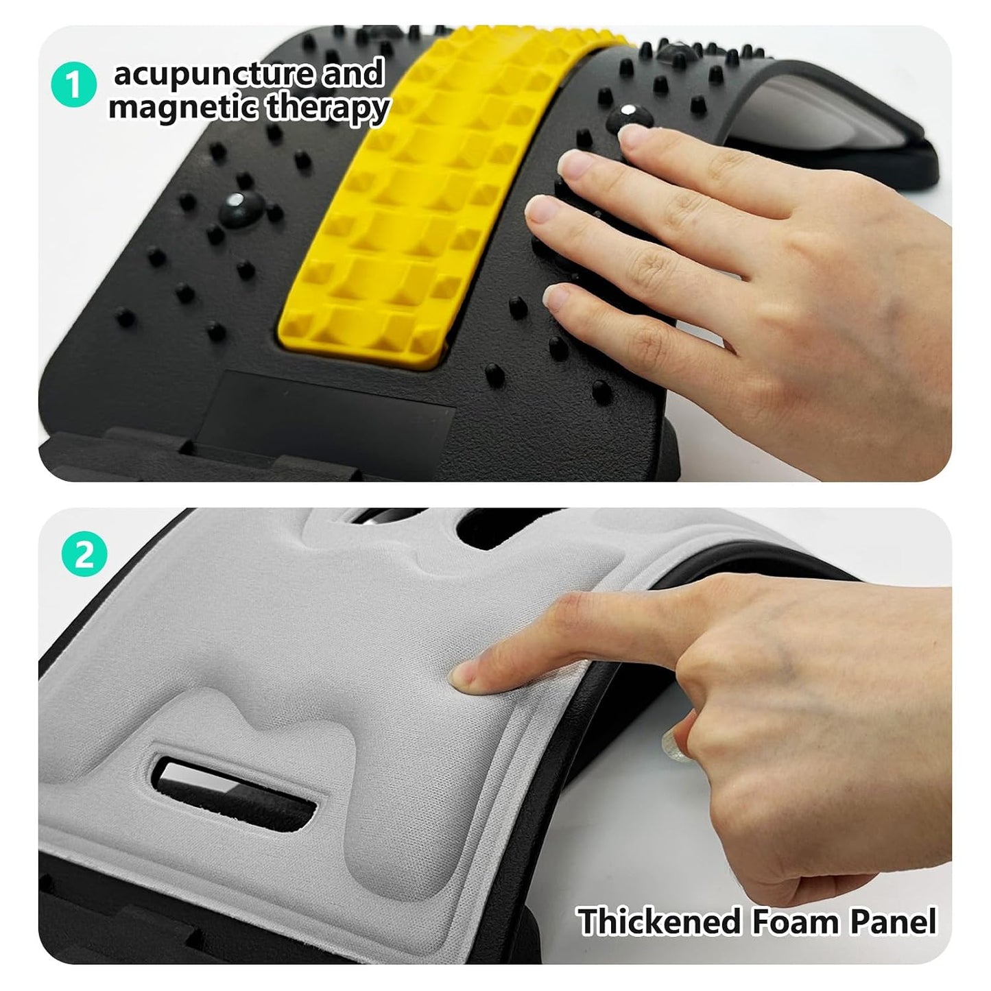 Back Stretcher for Back Pain Relief with Lumbar Support Board - Dual-Sided 3-Level Adjustable Spinal Decompression & Cracker Device