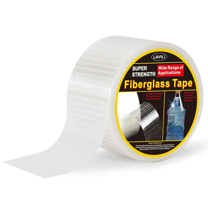 Strapping Tape, Filament Fiberglass Reinforced Packing Tape | Heavy Duty Transparent Self-Adhesive Reinforced Mesh for Widely Applicable (2cm x 65.5Ft)