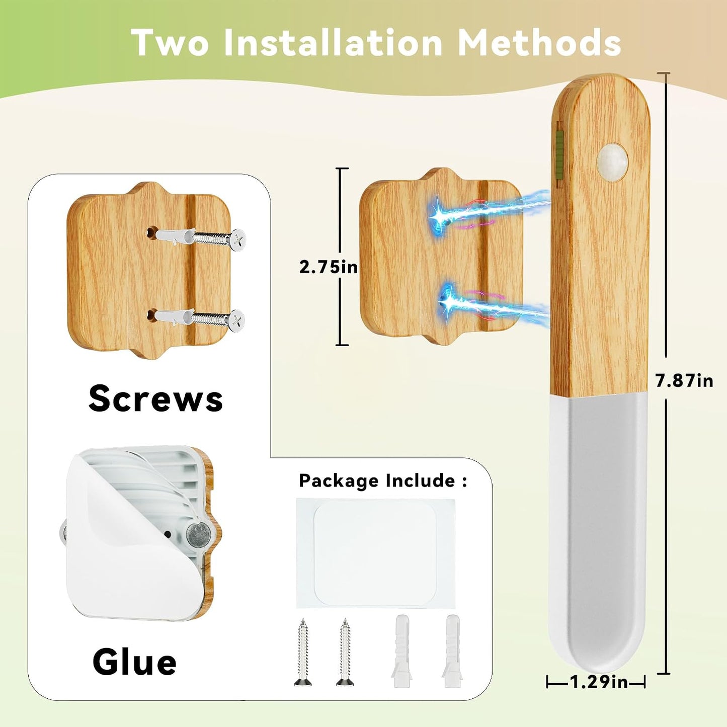 iThird Motion Sensor Light Indoor, 2200mAh Rechargeable Wall Sconce | Battery operated wall lights magnetic night lights wooden wall decor for stairways, hallways, bedrooms and picture lighting