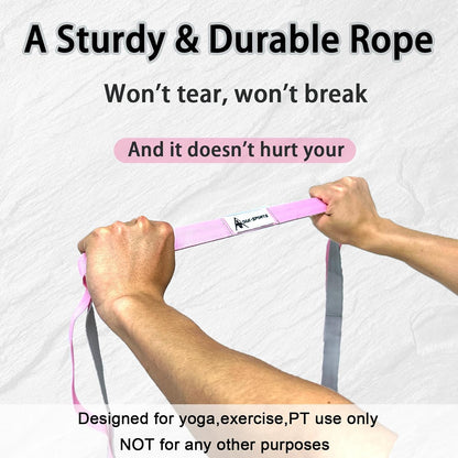 Stretching Strap Yoga Strap with Loops for Physical Therapy, Non-Elastic | 10 Loops, 75 inches length, Multi-Color Selection for Yoga Strap for Stretching, Pilates, Dance and Gymnastics