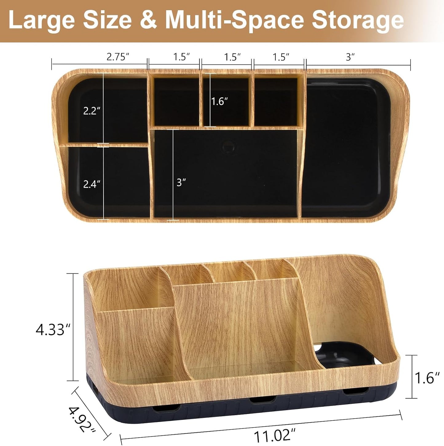 GFWARE Black Toothbrush Holder - 7 Slots Bathroom Organizer Countertop with Drainage Matte Black Electric Toothbrush and Toothpaste Holder for Bathroom Accessories Sink Storage