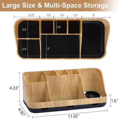 GFWARE Black Toothbrush Holder - 7 Slots Bathroom Organizer Countertop with Drainage Matte Black Electric Toothbrush and Toothpaste Holder for Bathroom Accessories Sink Storage