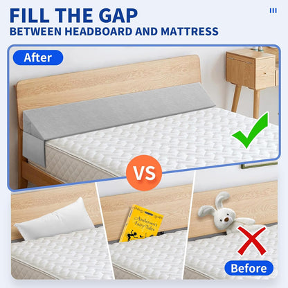 Krightlink Bed Wedge Pillow for Headboard Gap Filler Twin Size | Mattress Gap Filler(0-8") Bed Wedge Between for Your Headboards and Mattress Triangle Foam Bloster Pillow Wedge