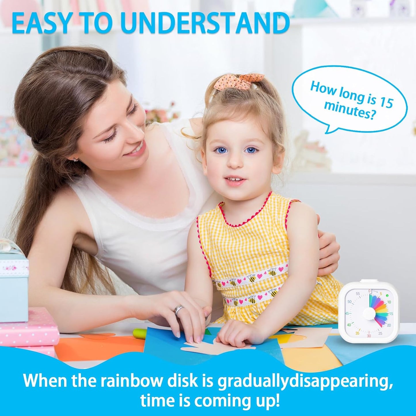 Visual Timer for Kids 60 Minute Countdown Timer Rainbow Disk Desk Timer Clock for Classroom Study Office Kitchen with Silent Operation (Purple)
