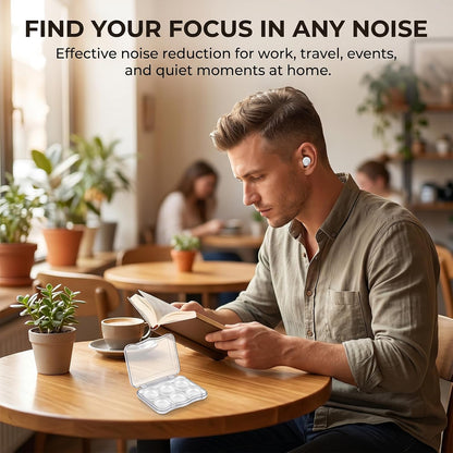 12 Pcs Moldable Silicone Ear Plugs Soft Transparent Earplugs for Sleeping | Noise Reduction Earplugs, Reusable Noise Cancelling EarPlug, Snoring, Travel, Concerts, Work, Study, Airplanes