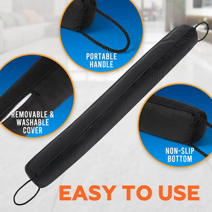 Comfyanno 38” Weighted Under Door Draft Stopper, 2.2lb Door Wind Blocker | Fits 3” Large Gap, Block Air Draft from Bottom Door, Fits Front Door, Bedroom Door, Interior Door, Easy to Install, Black