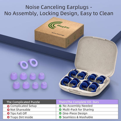 Noise Cancelling Ear Plugs Sleep 50dB NRR Side Sleep Small Ear | ultra soft silicone, reusable one-piece design, 4 sizes included, portable case
